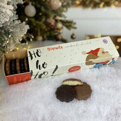 Coffret de Nol de Biscuits enrobs de chocolat noir et lait 