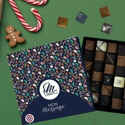 Coffret luxe de 36 chocolats fins pour les entreprises sur le thme Flocons