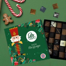 Coffret luxe de 36 chocolats fins pour les entreprises sur le thme Sapin