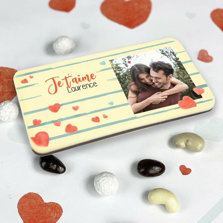 Téléphone en chocolat pour la Saint-Valentin personnalisé avec votre message et votre photo