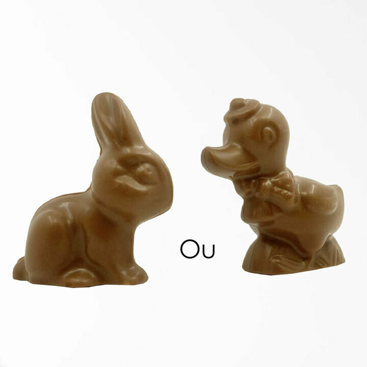 Sujets de Pques Lapin ou Poussin en Chocolat Lait