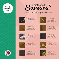 Carte des saveurs du coffret 16 chocolats de Pques