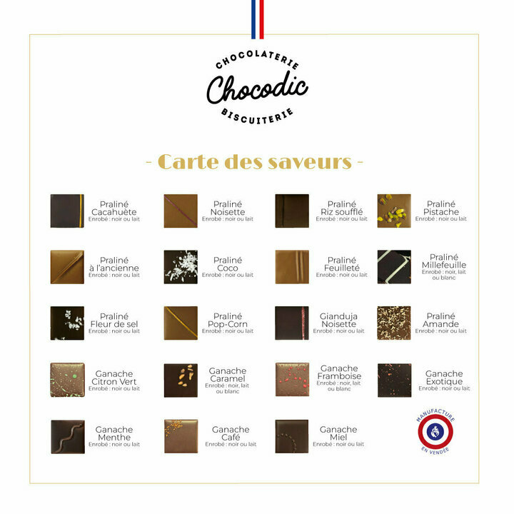 Carte des saveurs coffret Pralin�s et Ganaches - Collection P�ques