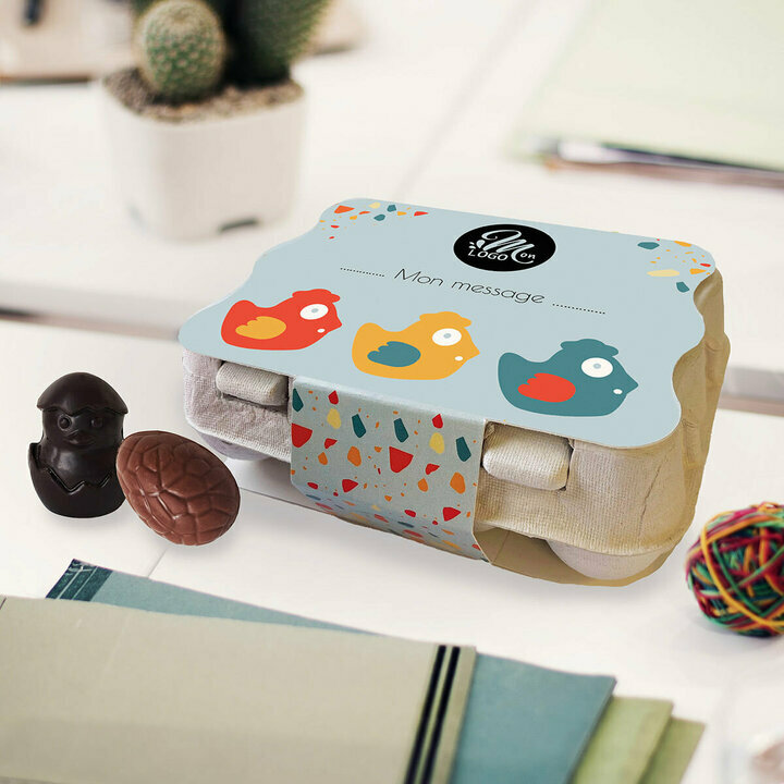 Bo�te d'oeufs et poussins de P�ques personnalis�s pour les entreprises