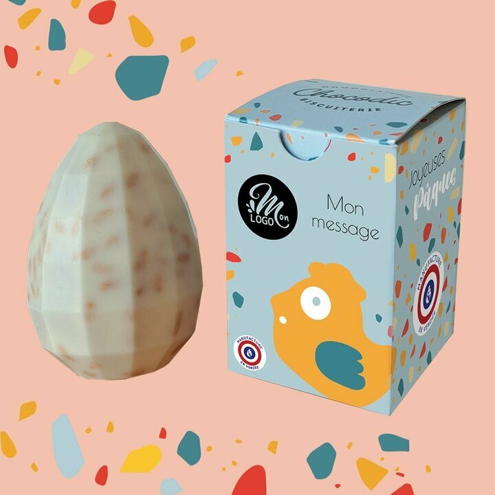 Oeuf inclusion blanc personnalis� avec votre logo et votre texte