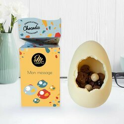 Coffret personnalis entreprise du maxi oeuf garnis saveur chocolat blanc