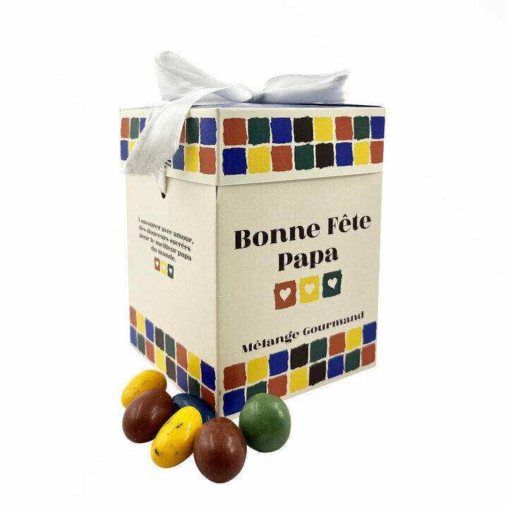 Maxi cube "Bonne Fte Papa" contenant un mlange gourmand