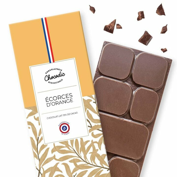 Tablette de Chocolat Saveur Chocolat Lait Ecorce d'Orange