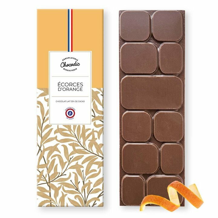 Tablette de Chocolat Lait Ecorce d'Orange