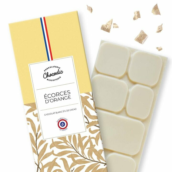 Tablette de Chocolat Saveur Chocolat Blanc Ecorce d'Orange