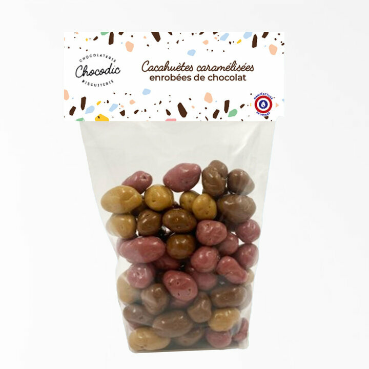 Sachet de Cacahutes Caramlises enrobes de Chocolat