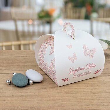 Boite à dragées tulipe ''Papillon Liberty'' personnalisée