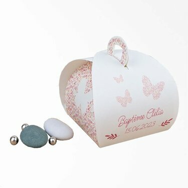 Boite à dragées tulipe ''Papillon Liberty'' personnalisée