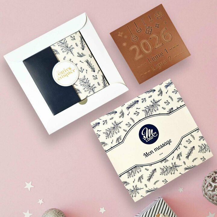 Carte  Croquer Modle 2026 - Collection Nol Entreprise thme Feuillage Bleu