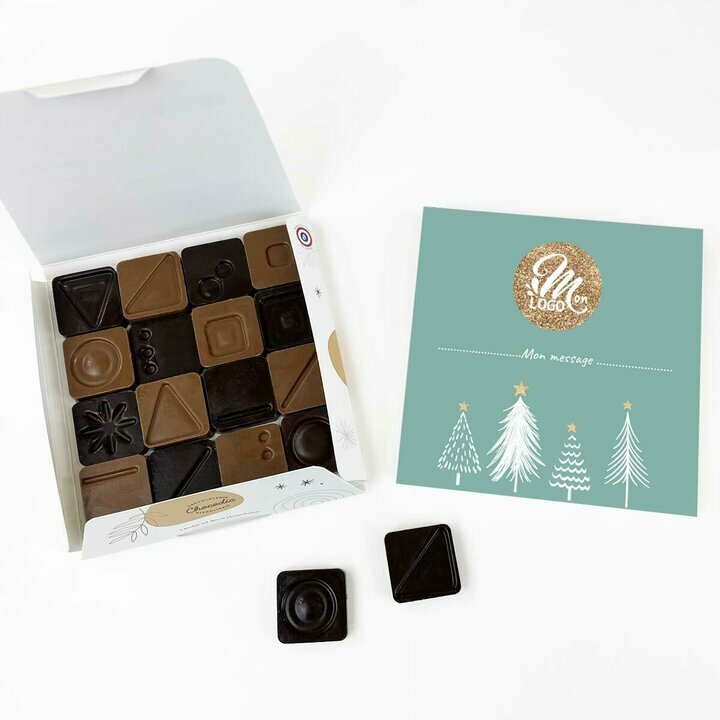 Carr de 16 chocolats design sapin