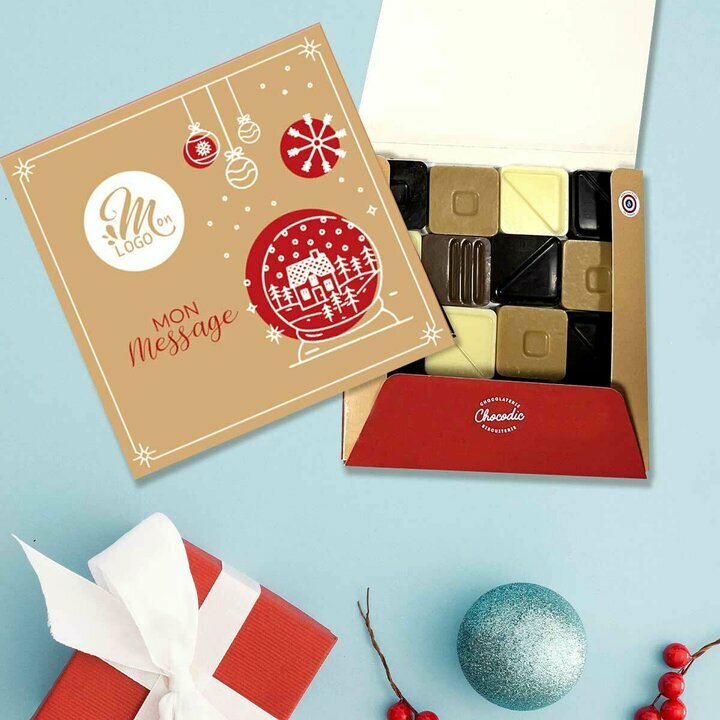Carr de 16 chocolats design Pain d'pice