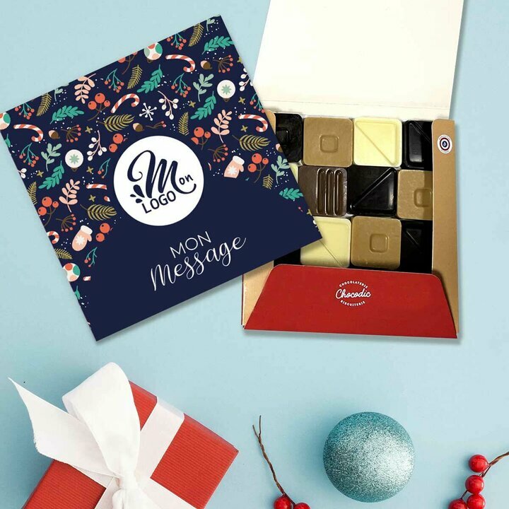 Carr de 16 chocolats design Vegetal