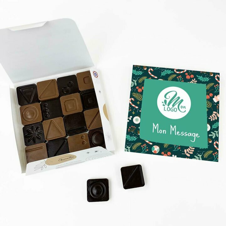Carr de 16 chocolats design vegetal