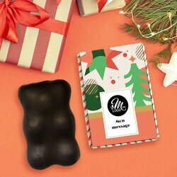 Coffret Ourson guimauve enrob de chocolat Noir thme nol gomtrique