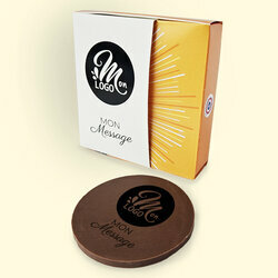 Ecrin et Mdaille en chocolat lait personnalis avec un logo d'Entreprise