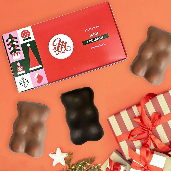 Coffret 3 Oursons XL - Collection Nol Entreprise thme Pop Rouge