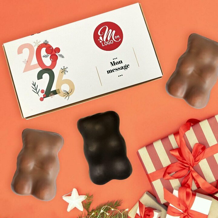 Coffret 3 Oursons XL - Collection Nol Entreprise thme Typo festive