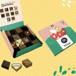 Coffret de 16 chocolats fins pralins modle Oeuf Poule ouvert