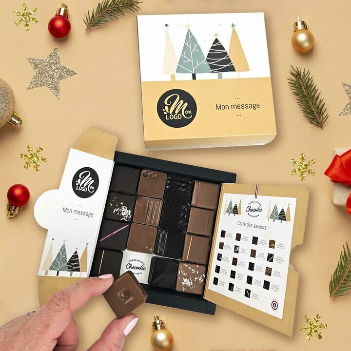 Coffret luxe 16 chocolats fins - Collection Nol Entreprise thme Fort de Sapins