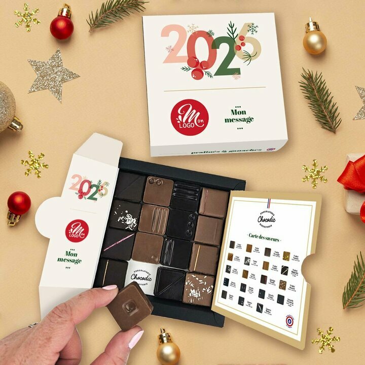 Coffret luxe 16 chocolats fins - Collection Nol Entreprise thme Typo Festive