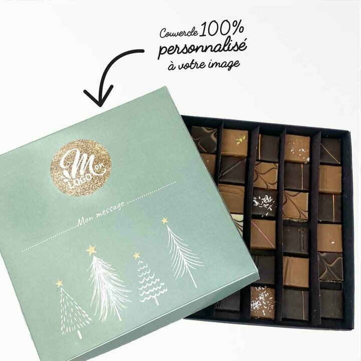 Coffret luxe de 36 chocolats fins de fabrication artisanale pour les entreprises