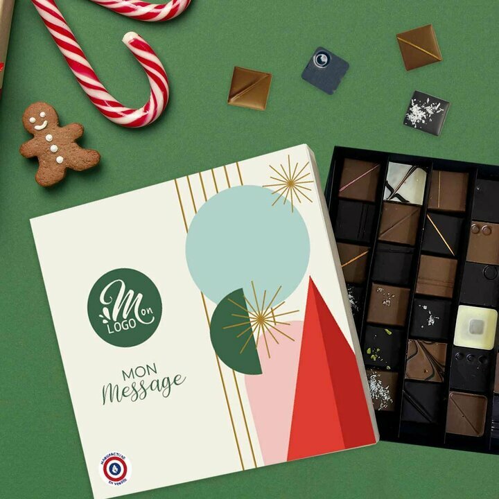 Coffret luxe de 36 chocolats thme Gomtrie