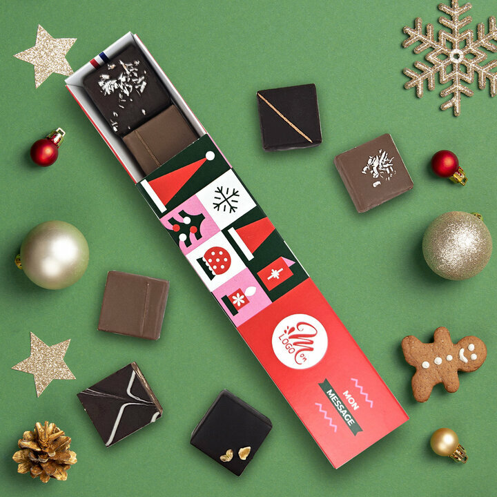 Coffret Choco exprience de 5 chocolats pralins Entreprise thme Pop Rouge