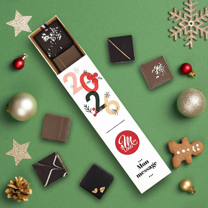 Coffret Choco exprience de 5 chocolats pralins Entreprise thme Typo festive