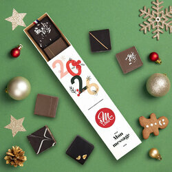 Coffret Choco exprience de 5 chocolats pralins Entreprise thme Typo festive