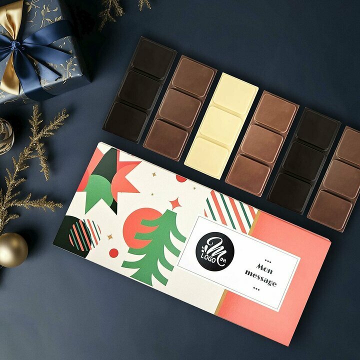 Coffret de Minis-Tablettes de Chocolat - Collection Nol Entreprise thme Nol Gomtrique