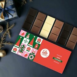 Coffret de Minis-Tablettes de Chocolat - Collection Nol Entreprise thme Pop Rouge