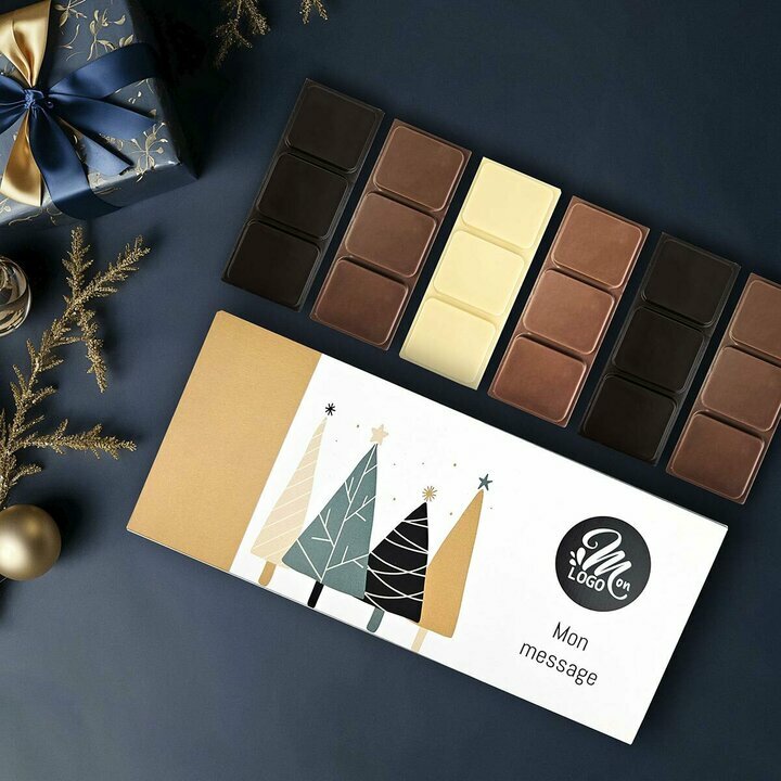 Coffret de Minis-Tablettes de Chocolat - Collection Nol Entreprise thme Fort de Sapins
