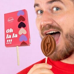 Gourmandises Hot - Sucette sexy vulve en chocolat Lait