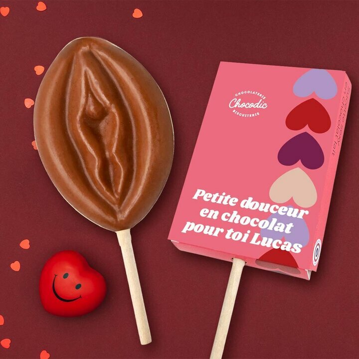 Gourmandises Hot - Sucette sexy vulve en chocolat Lait personnalis�