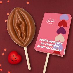Gourmandises Hot - Sucette sexy vulve en chocolat Lait personnalis�