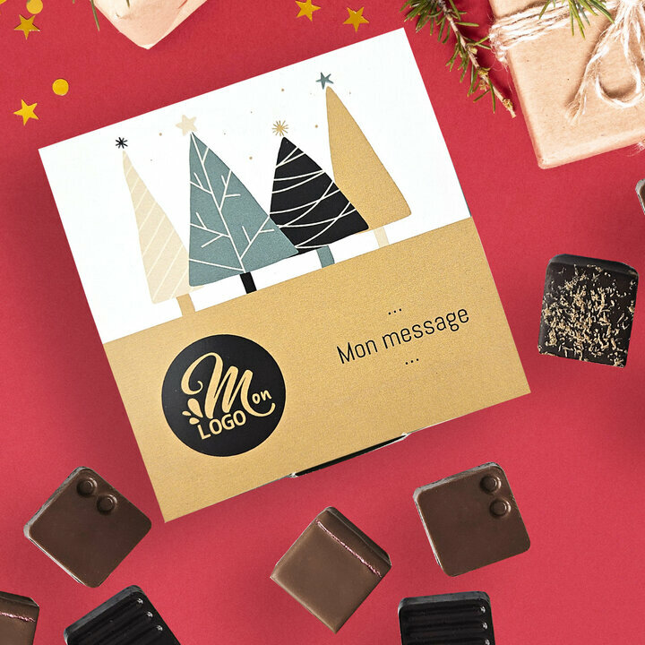 Coffret Premium 16 chocolats fins - Collection Nol Entreprise thme fort de sapins