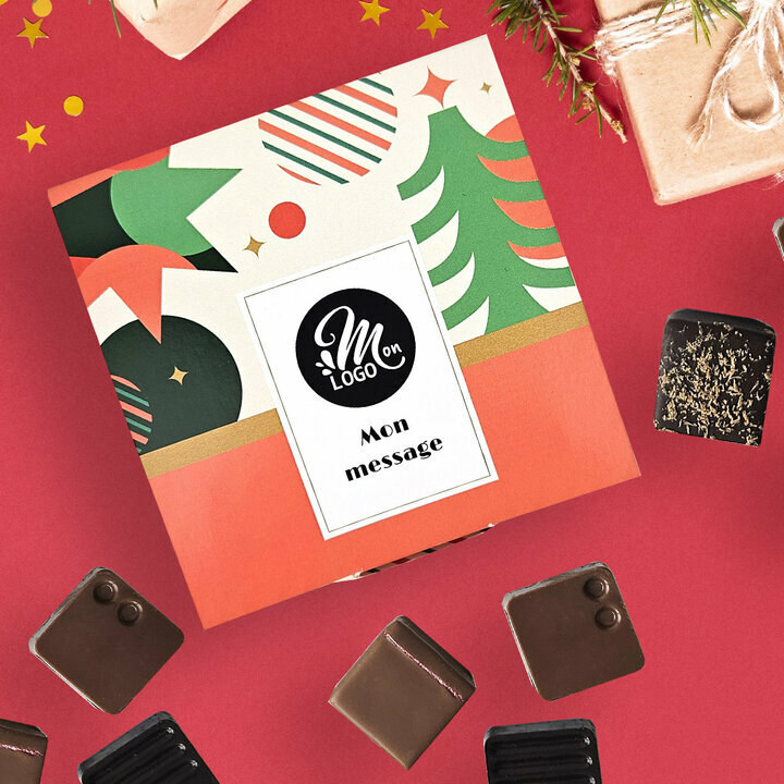 Coffret Premium 16 chocolats fins - Collection Nol Entreprise thme noel gomtrique