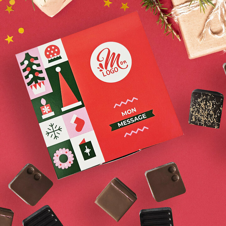Coffret Premium 16 chocolats fins - Collection Nol Entreprise thme pop-rouge
