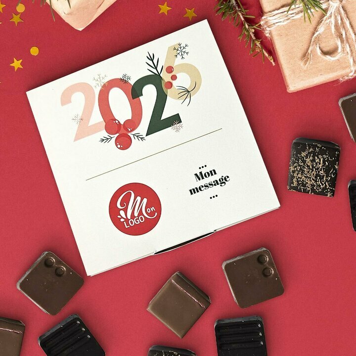 Coffret Premium 16 chocolats fins - Collection Nol Entreprise thme Typo festive