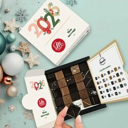 Coffret luxe 25 chocolats fins - Collection Nol Entreprise thme Typo festive