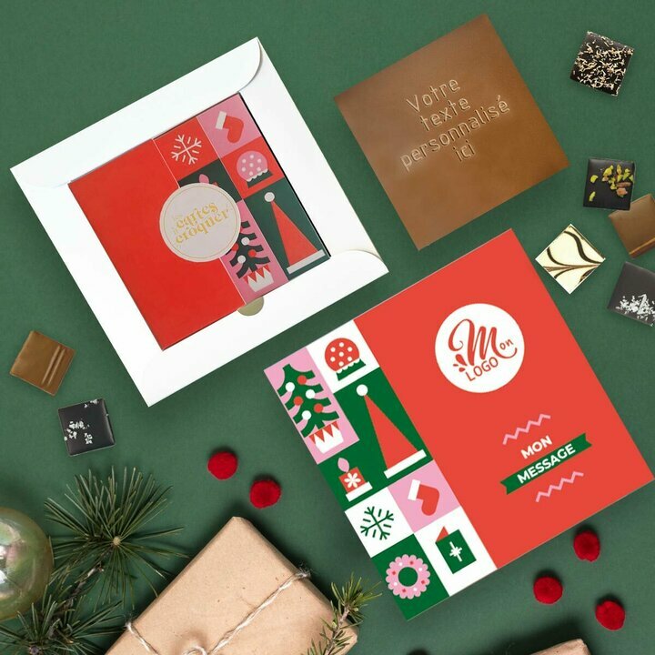 Coffret Duo Carte  Croquer Message - Collection Nol Entreprise thme Pop Rouge