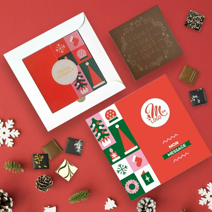 Coffret Duo Carte  Croquer Couronne de fte - Collection Nol Entreprise thme Pop Rouge