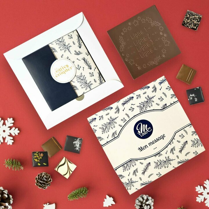Coffret Duo Carte  Croquer Couronne de fte - Collection Nol Entreprise thme Feuillage Bleu