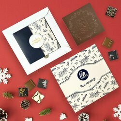 Coffret Duo Carte  Croquer Couronne de fte - Collection Nol Entreprise thme Feuillage Bleu
