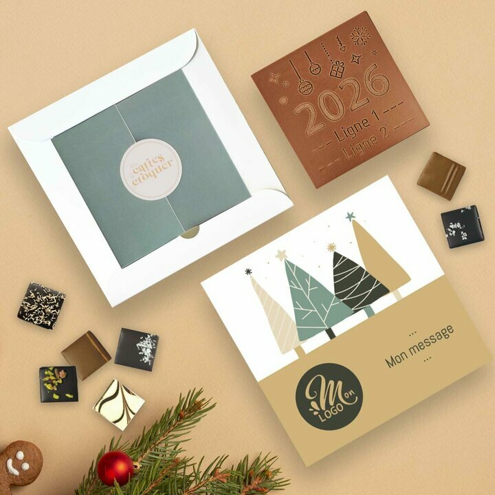 Coffret Duo Carte  Croquer 2026 - Collection Nol Entreprise thme Foret de Sapins